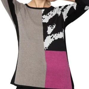 Nic+Zoe Stylish Colorblock Long Sleeve Sweater Size M Womens